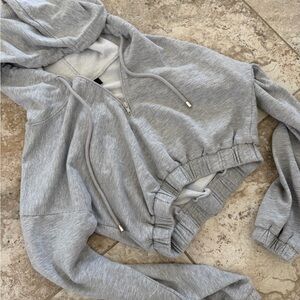 Gray Cropped Hoodie